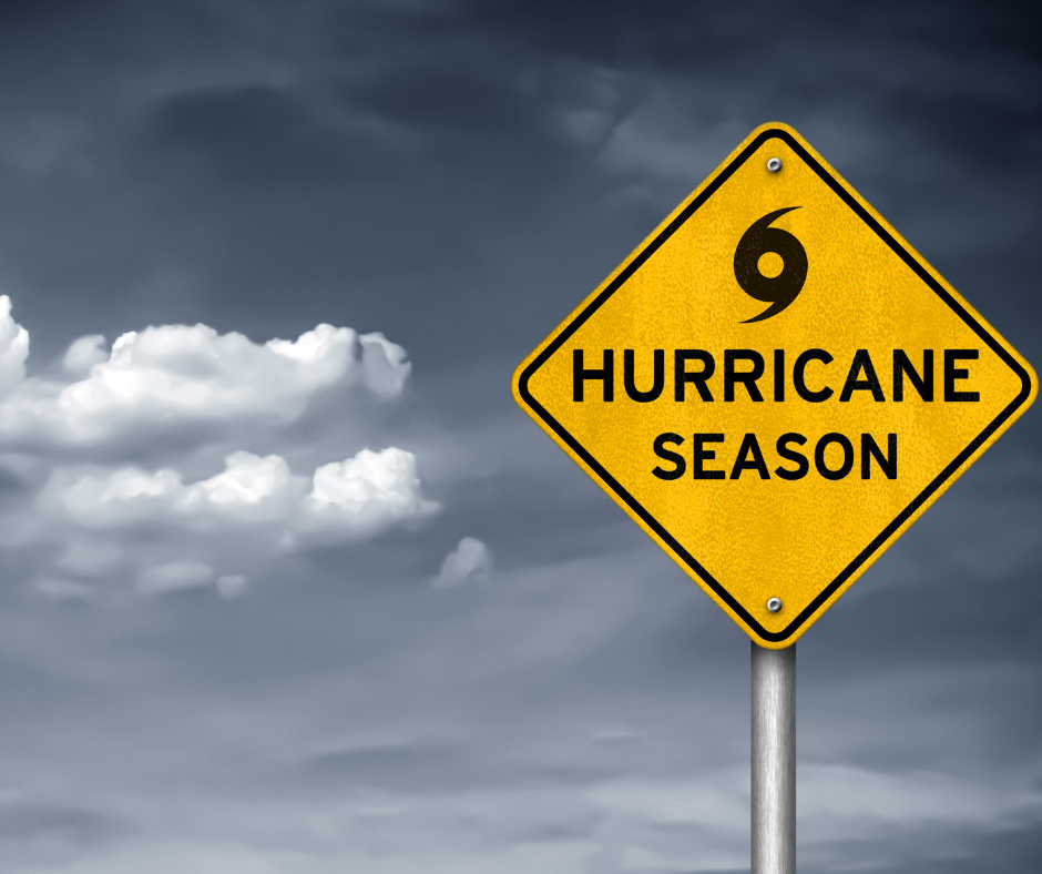 hurricane season sign with cloudy sky